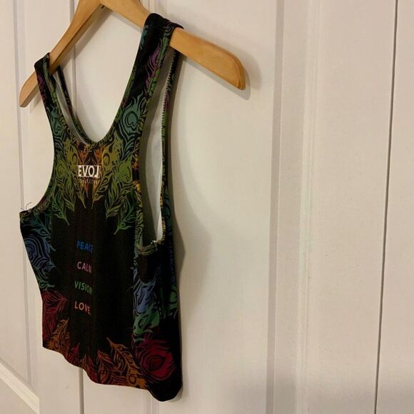 EVOL Collective Indigo Eye Peacock Peace Calm Crop Tank Top Large - Picture 10 of 11